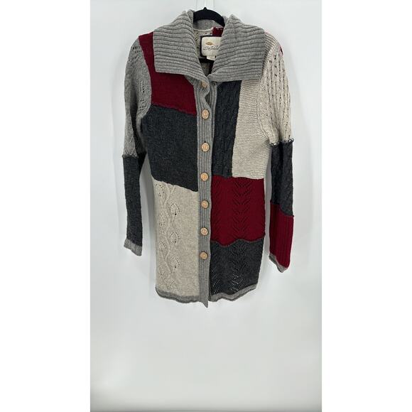 Bob Limley AKA wool longline knit cardigan lagenlook quirky artsy size M - Picture 5 of 8